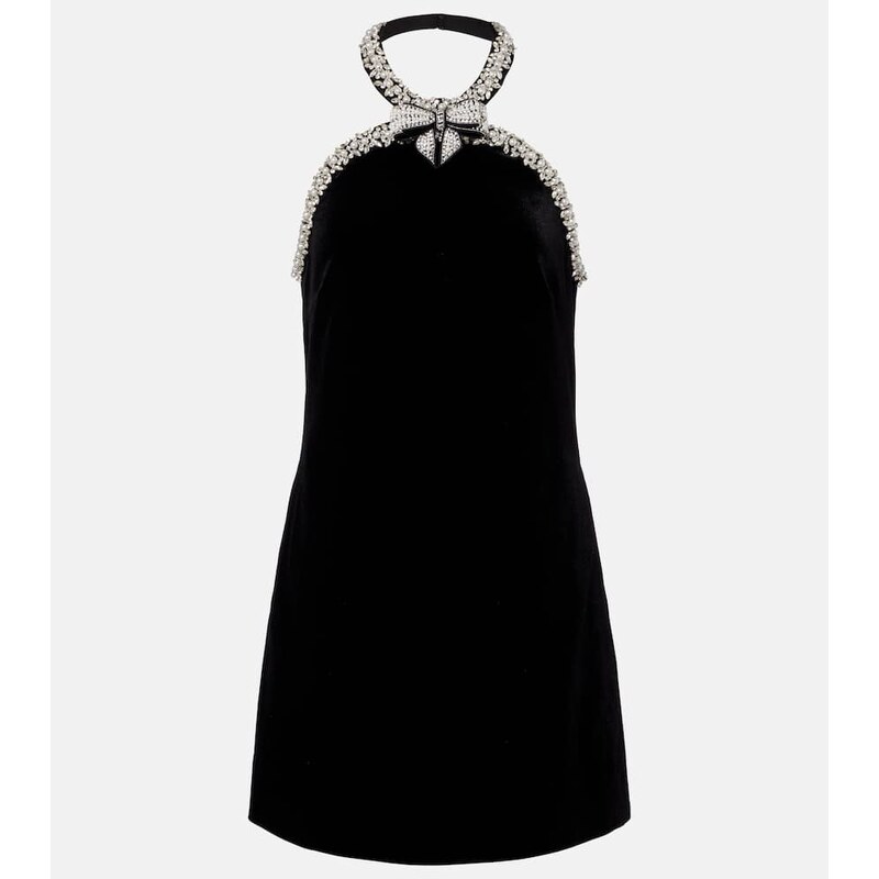 Self-Portrait Crystal-embellished velvet minidress
