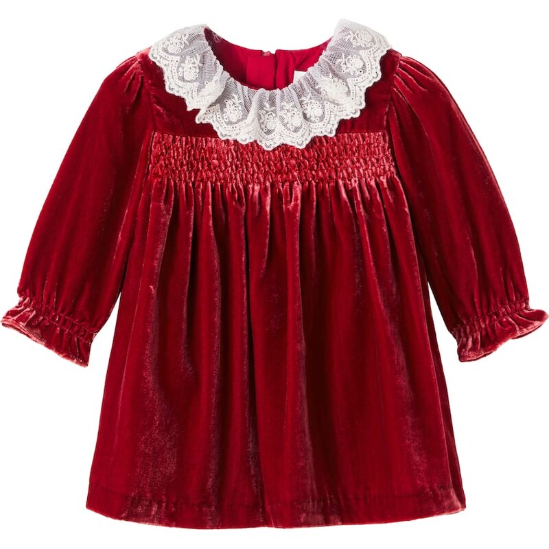 Cera Una Volta Baby Martina lace-trimmed velvet dress