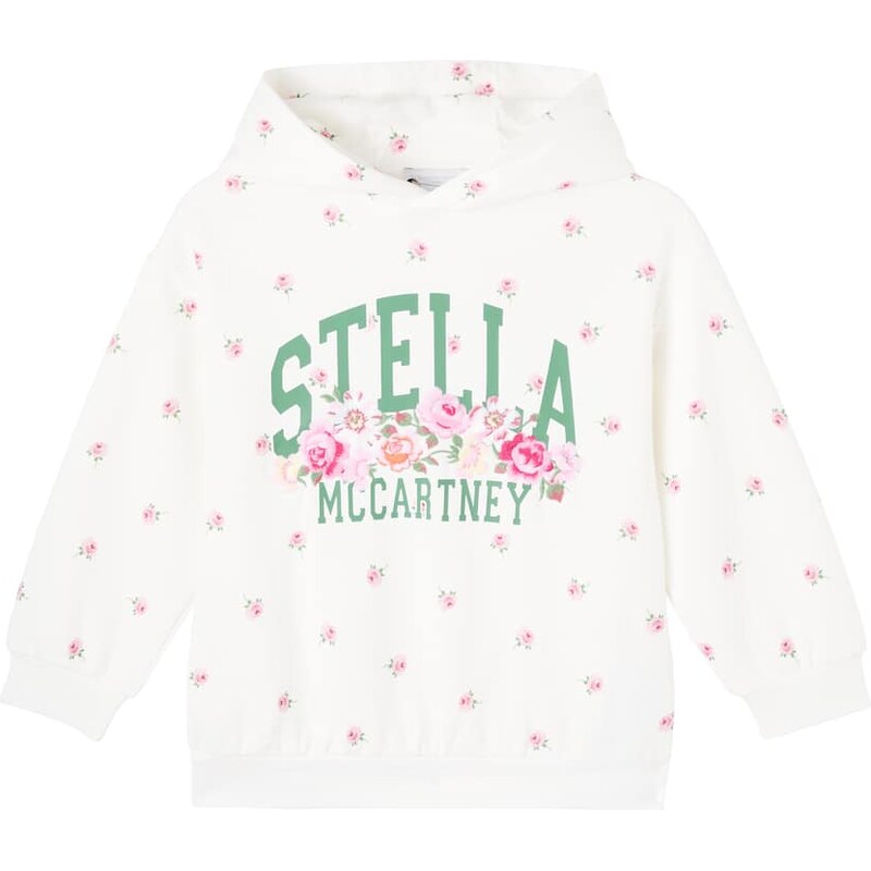 Stella McCartney Kids Floral logo cotton jersey hoodie