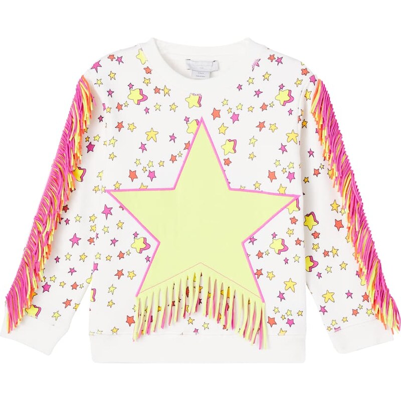 Stella McCartney Kids Fringed printed cotton jersey sweatshirt