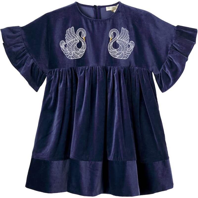 Stella McCartney Kids Embroidered cotton velvet dress