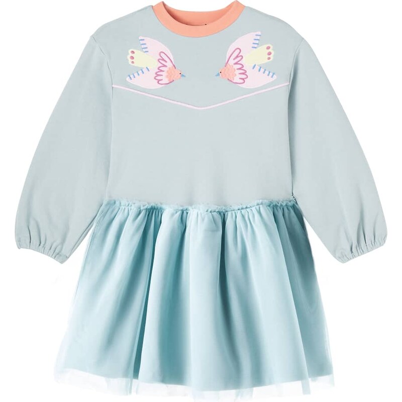 Stella McCartney Kids Embroidered cotton jersey and tulle dress