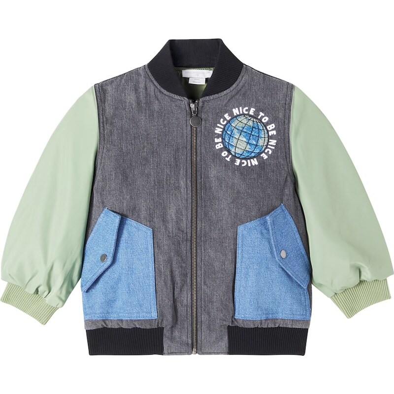 Stella McCartney Kids Paneled denim bomber jacket