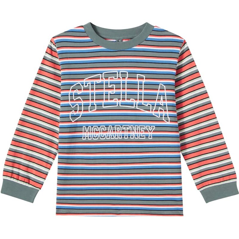 Stella McCartney Kids Logo striped cotton jersey top