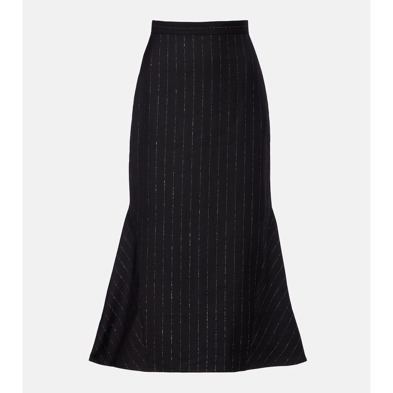 Erdem Pinstripe wool midi skirt
