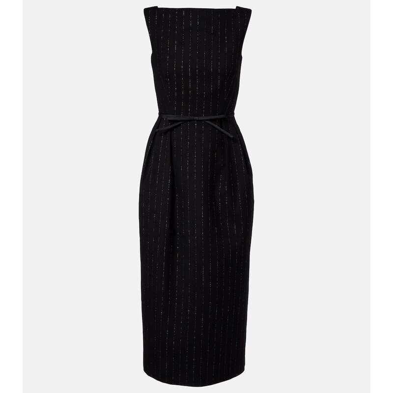Erdem Pinstripe wool lamé midi dress
