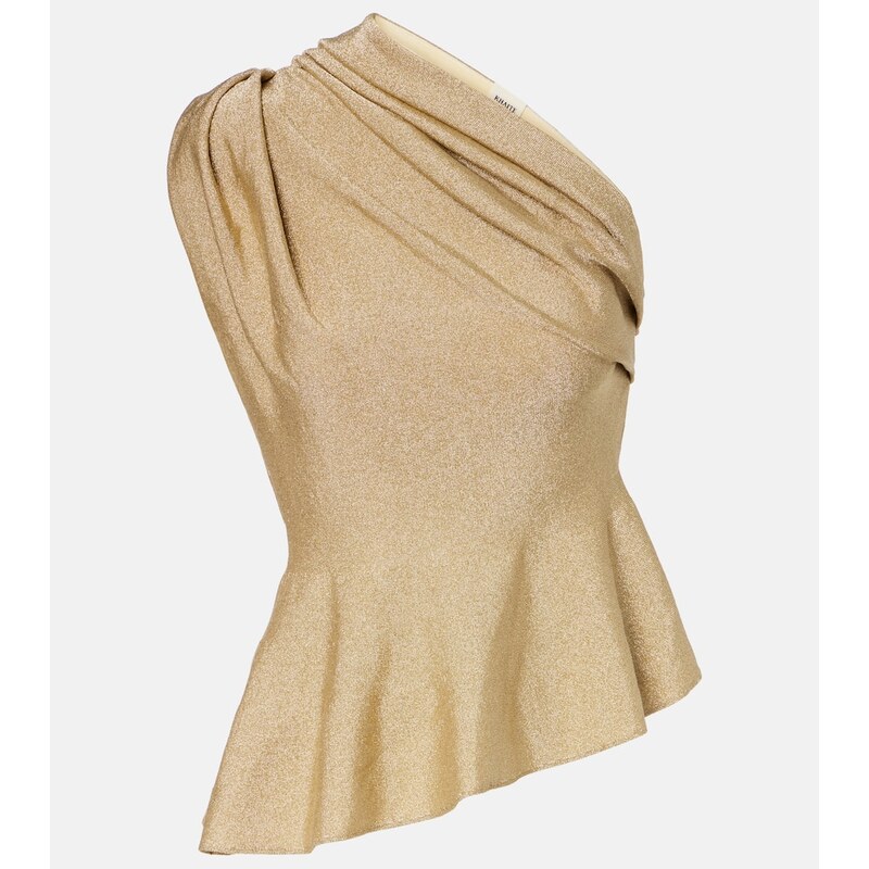 Khaite Aimee one-shoulder lamÃ top