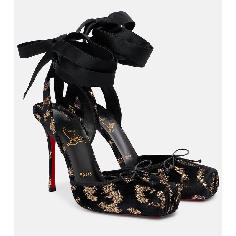 Christian Louboutin Cassia 100 velvet and lamÃ pumps