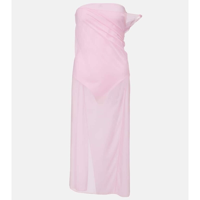 Courrèges Draped sheer jersey crêpe midi dress