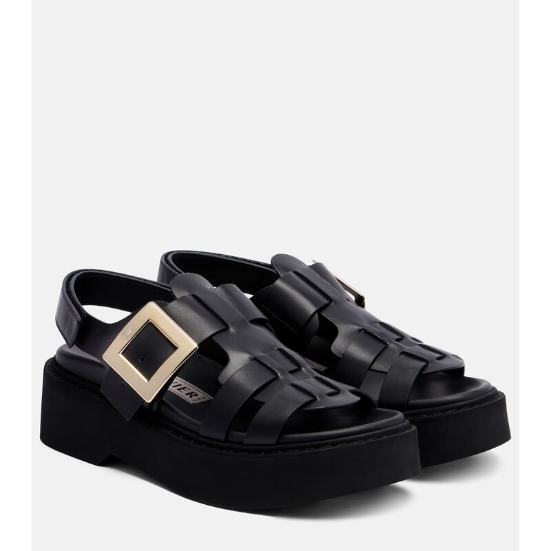 Roger Vivier Viv Rangers leather platform sandals