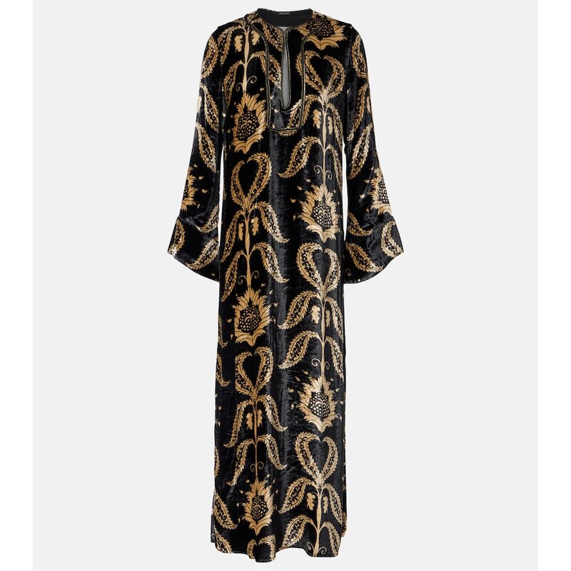 Johanna Ortiz Embroidered velvet maxi dress