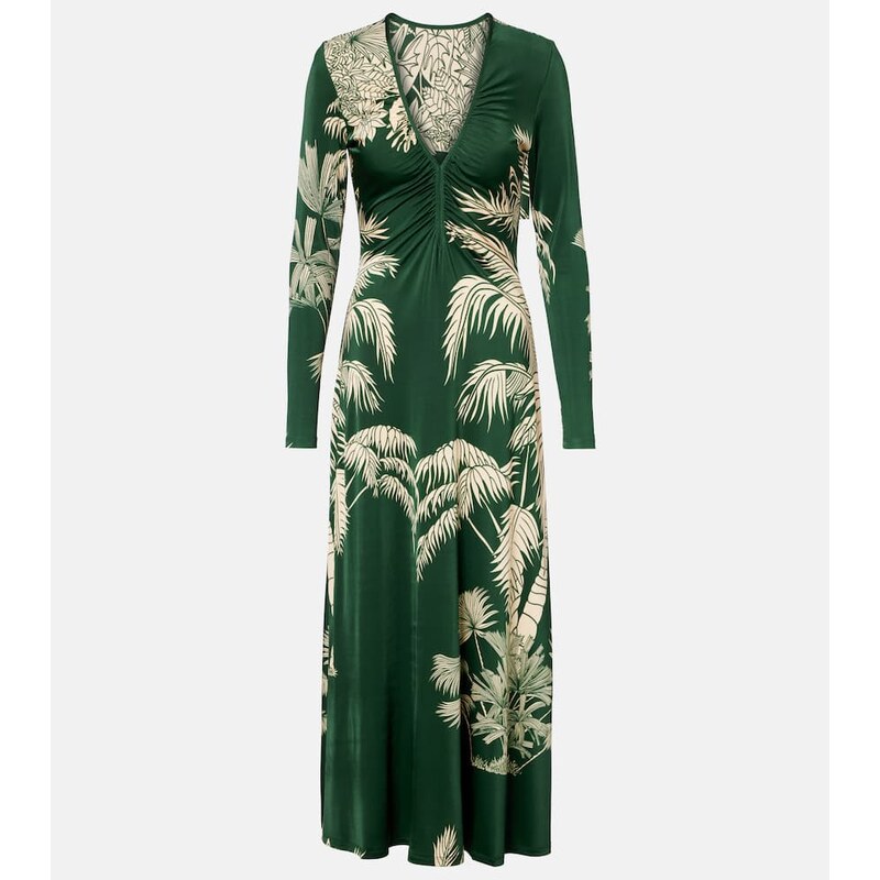 Johanna Ortiz Printed ruched jersey midi dress