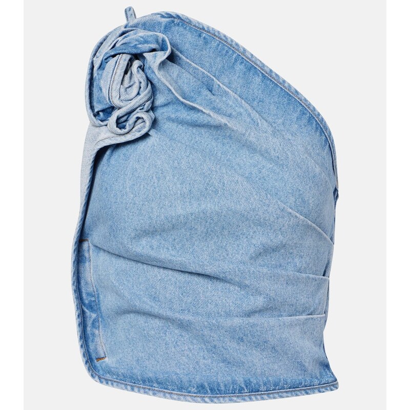 Magda Butrym Draped one-shoulder denim top