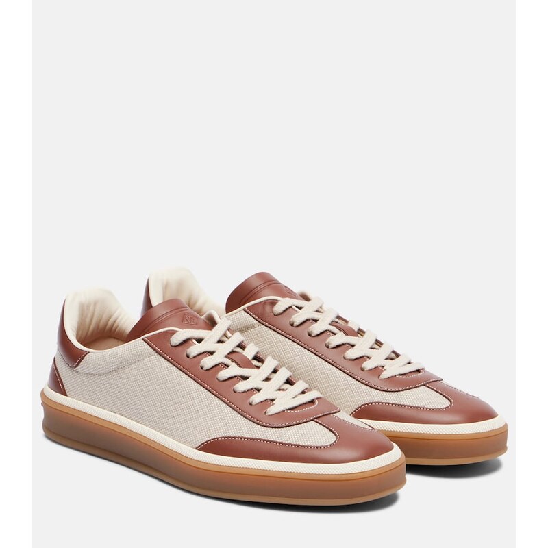 Loro Piana Tennis Walk leather-trimmed sneakers