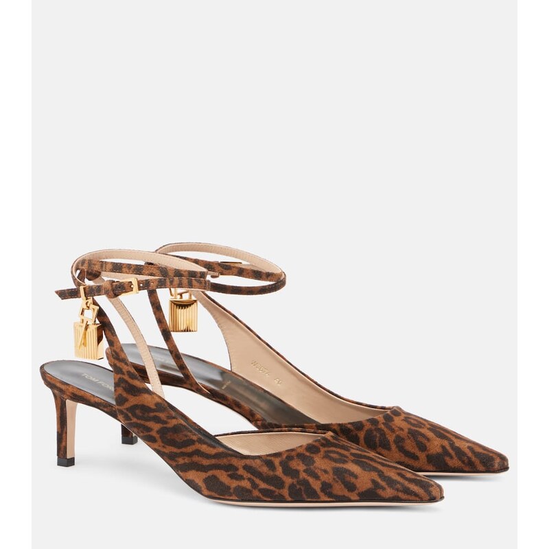 Tom Ford Padlock 55 suede slingback pumps