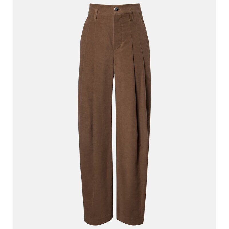 Brunello Cucinelli Pleated high-rise cotton wide-leg pants