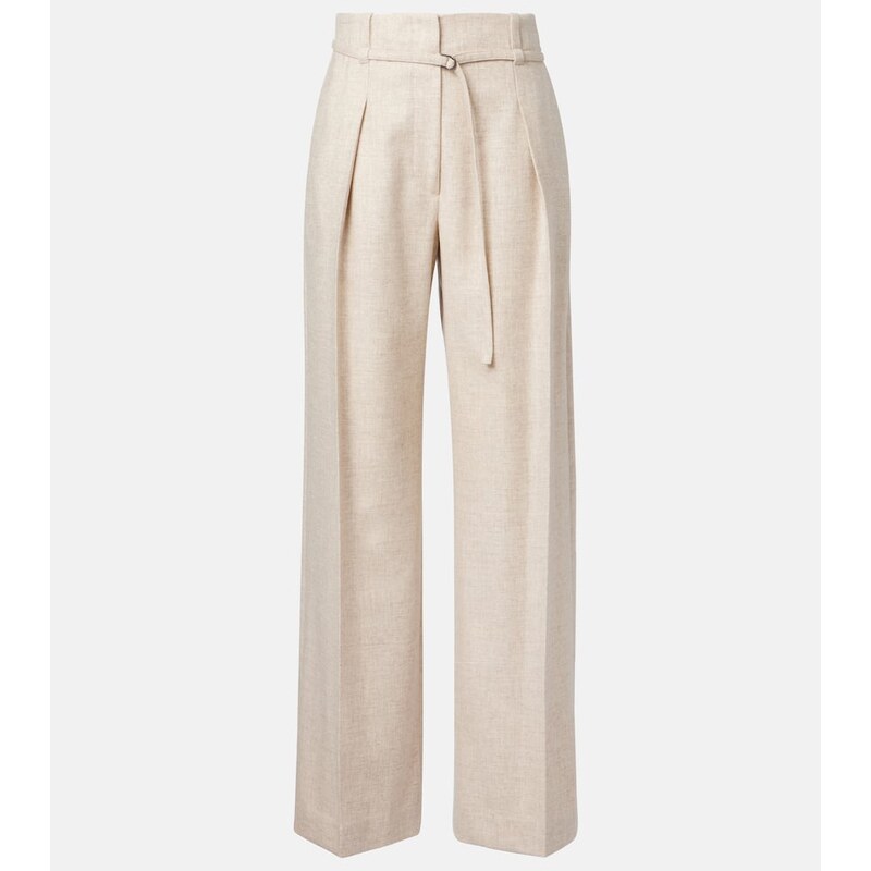 Brunello Cucinelli Belted wool and cashmere wide-leg pants