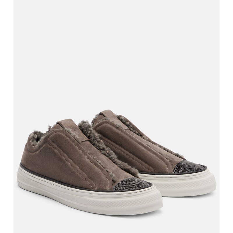 Brunello Cucinelli Monili suede slip-on shoes