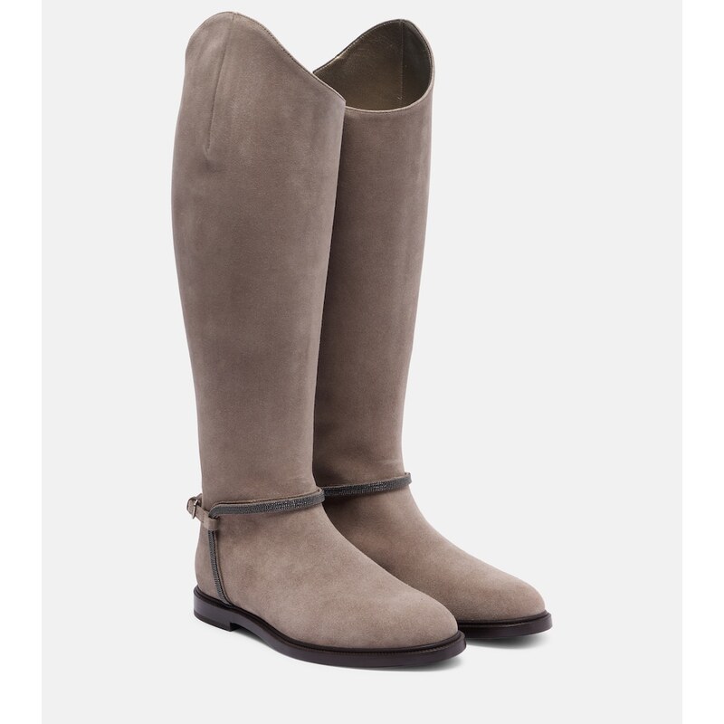 Brunello Cucinelli Monili suede knee-high boots