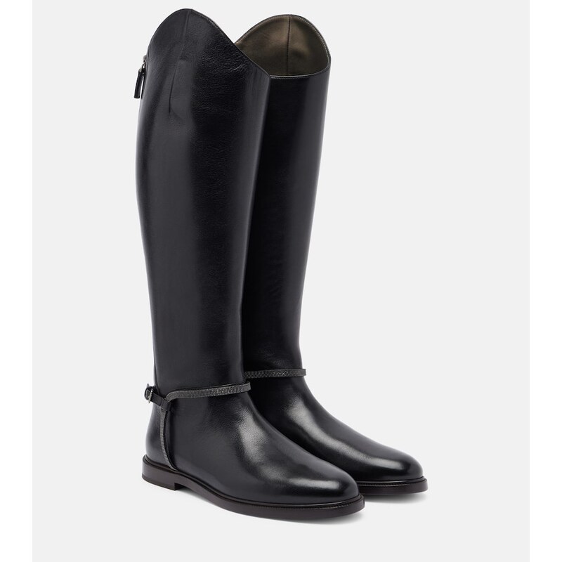 Brunello Cucinelli Monili leather knee-high boots