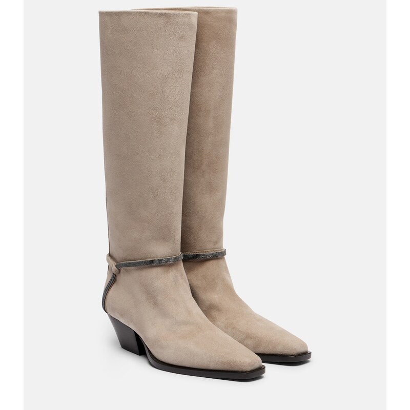 Brunello Cucinelli Monili suede knee-high boots