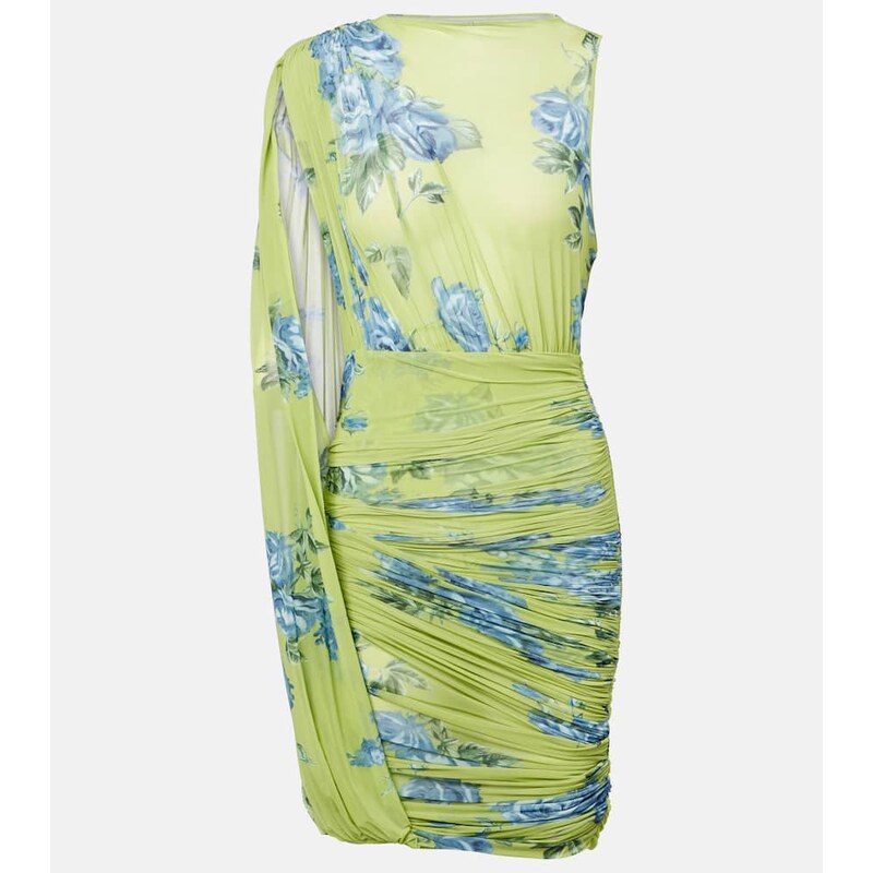 Magda Butrym Draped floral semi-sheer minidress