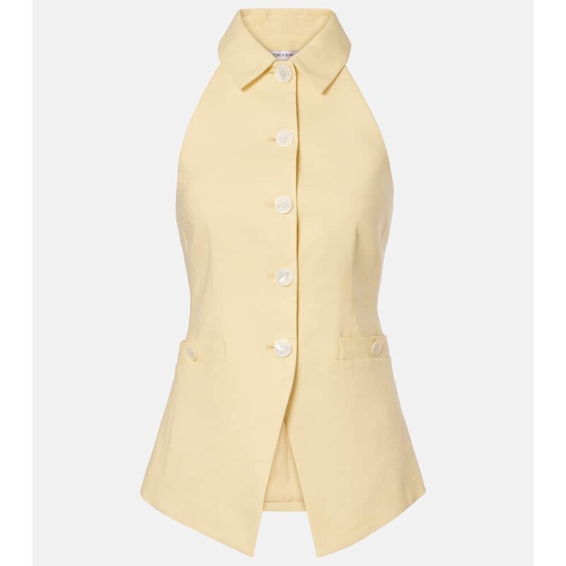 Veronica Beard Orlinda halterneck linen-blend vest