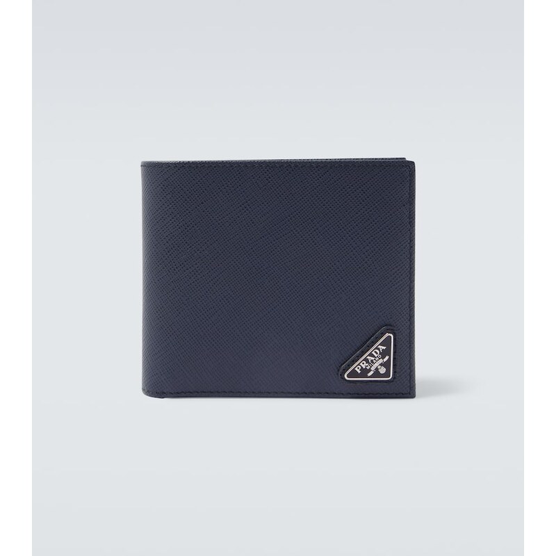 Prada Logo kůžová peněženka modré barvy