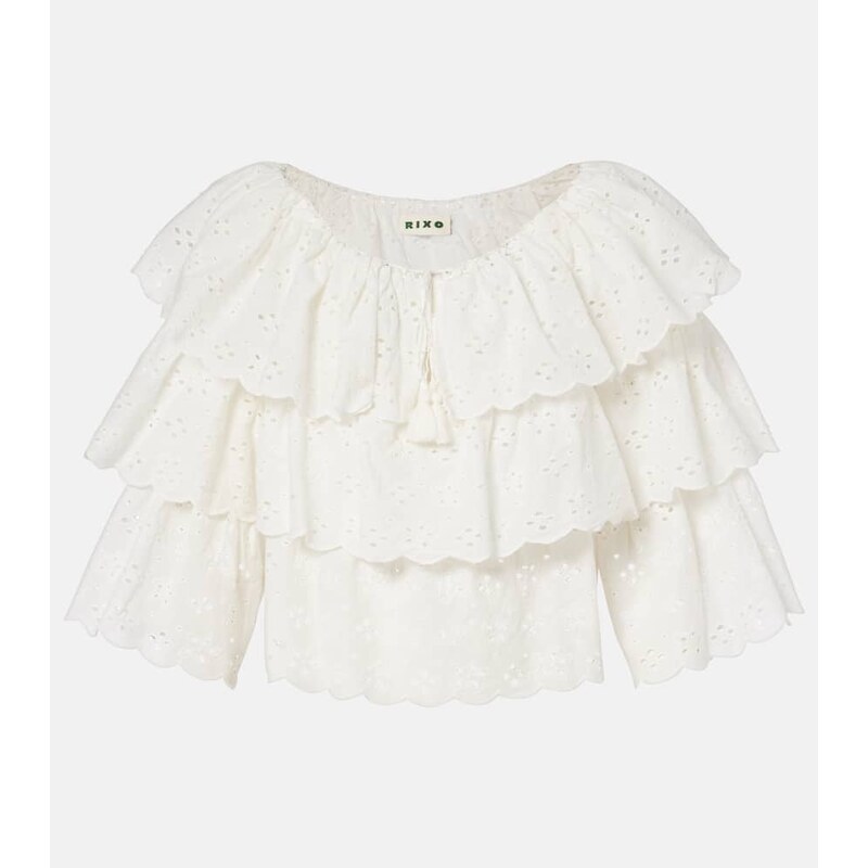 Rixo Broderie anglaise tiered cotton top