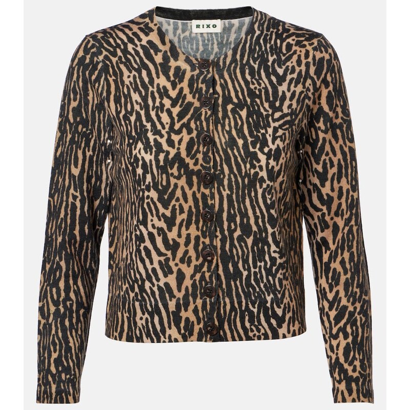 Rixo Peony leopard-print wool cardigan