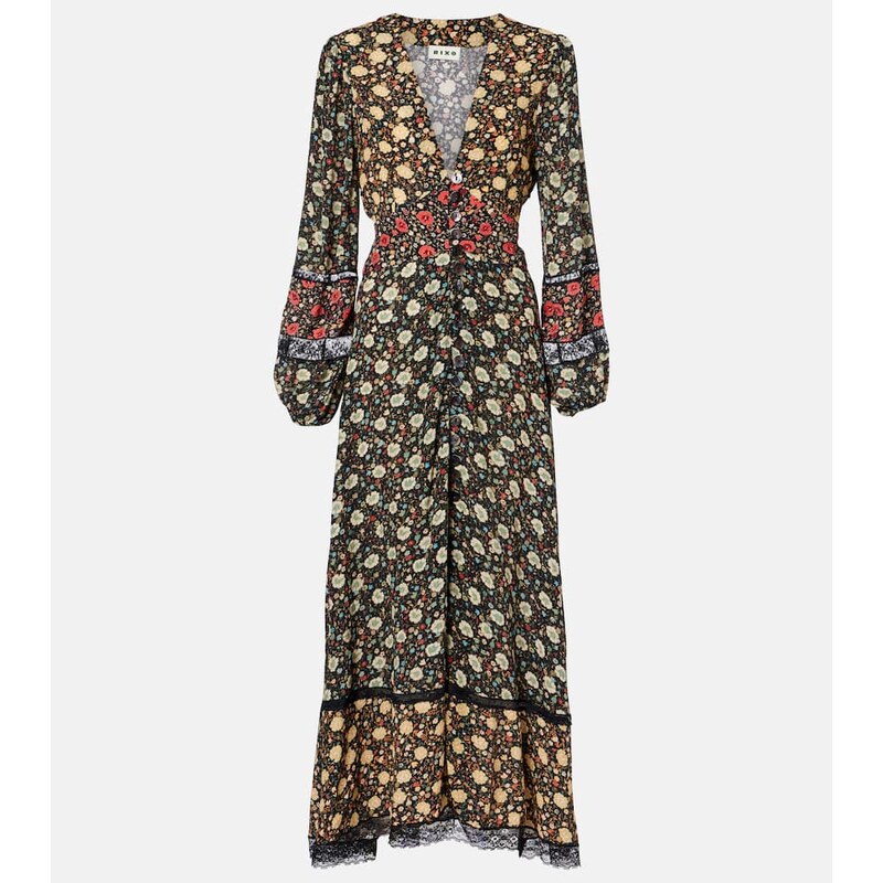 Rixo Raven printed crÃªpe de chine midi dress