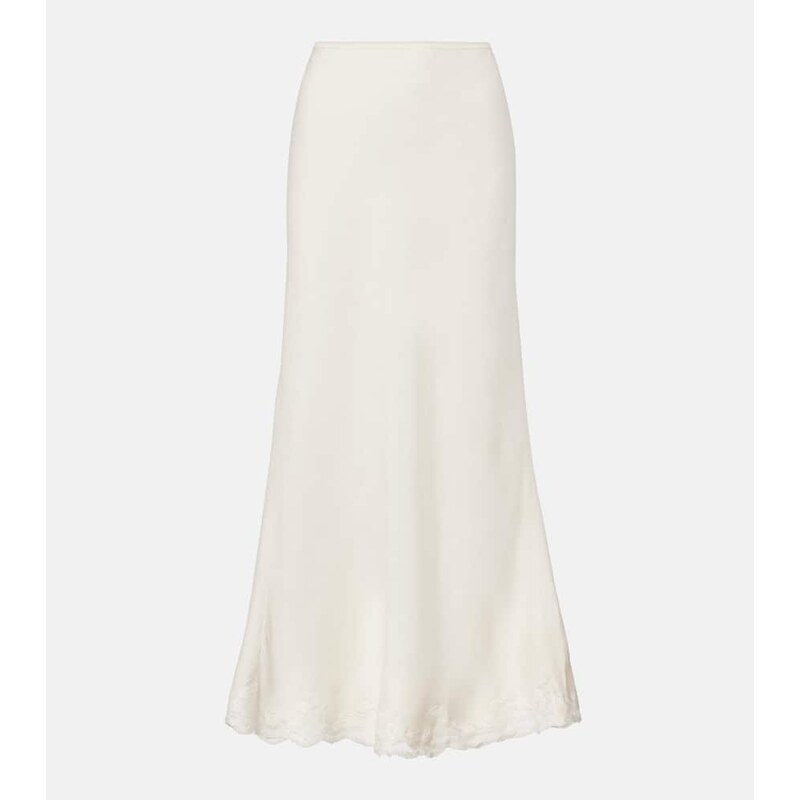 Rixo Crystal lace-trimmed cotton maxi skirt
