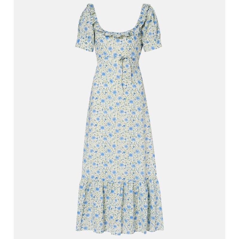 Rixo Sorana floral ruffled cotton midi dress