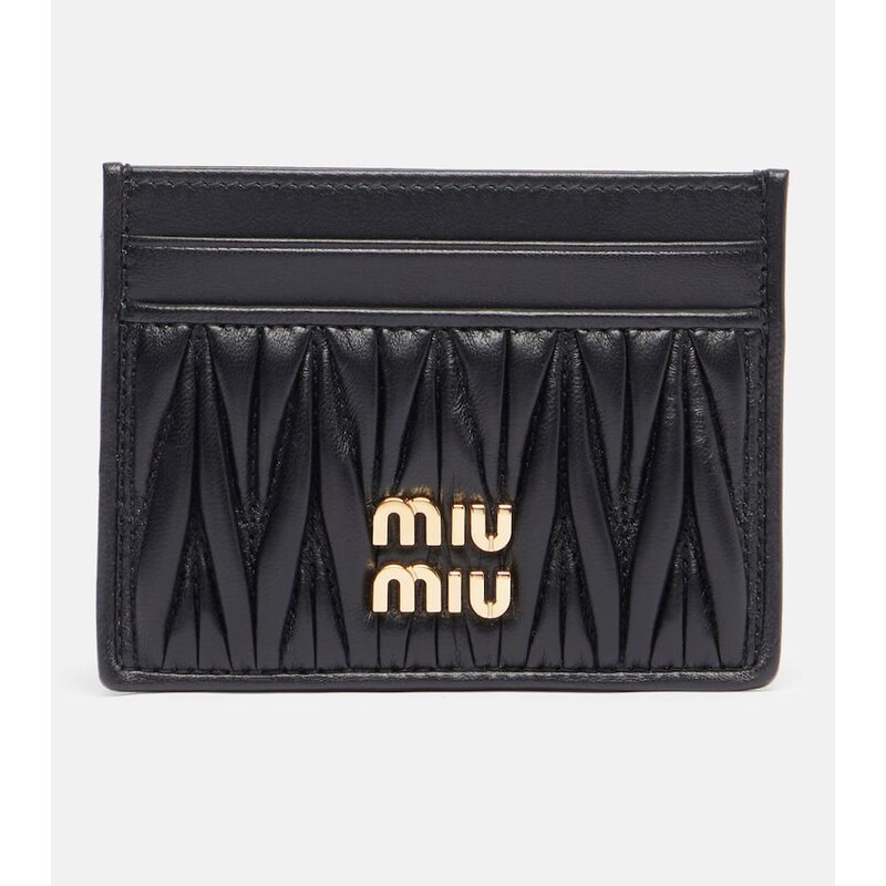 Miu Miu Logo matelassÃ leather card holder