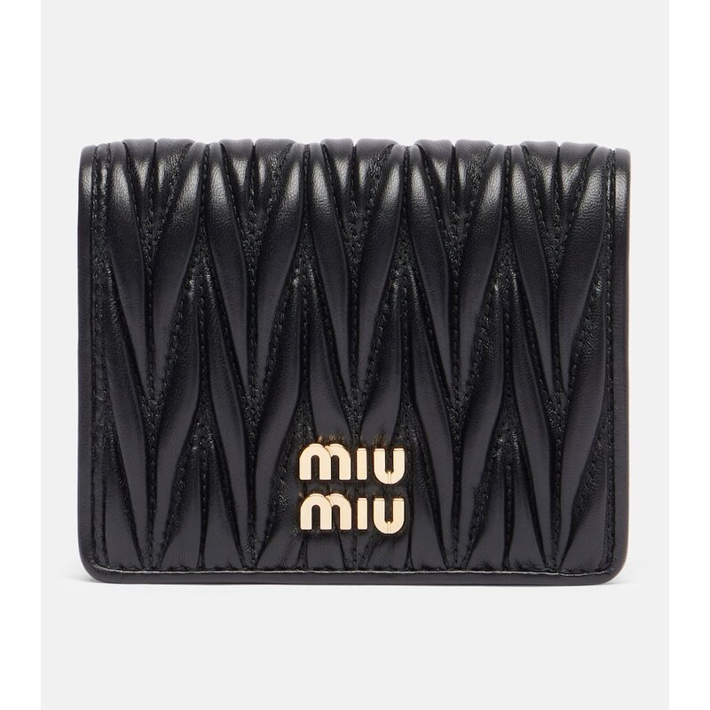 Miu Miu Logo matelassÃ leather wallet