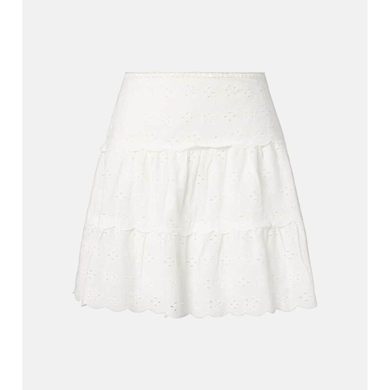 Rixo Cassandra scalloped cotton miniskirt