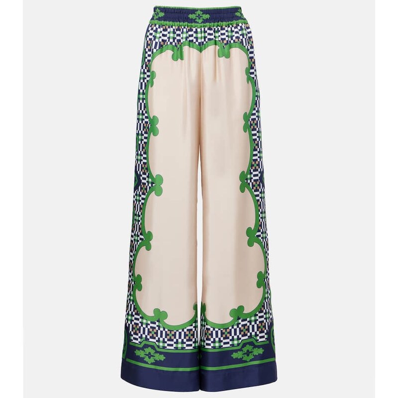 La DoubleJ Printed silk twill palazzo pants