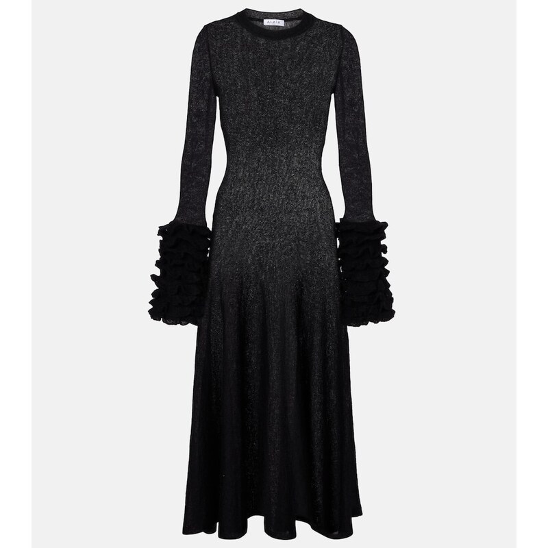 Alaïa Ruffled mohair-blend midi dress