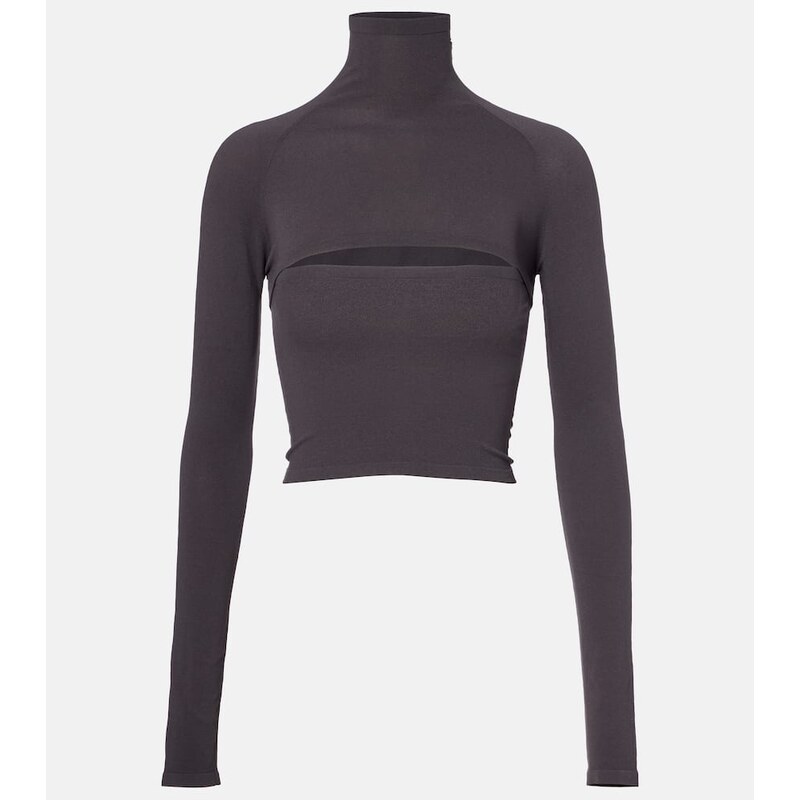 Krátké topy Alaïa Second-Skin s výstřihem ve stříbřité barvě