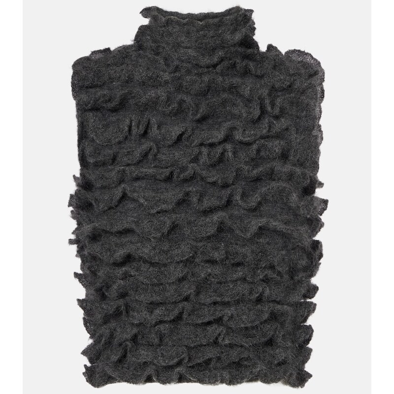 Alaïa Ruffled mohair-blend turtleneck top