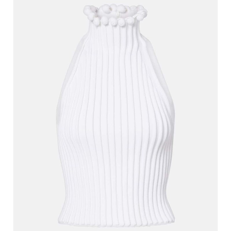 Bílý ženský turtleneckový pulover s mockneckem