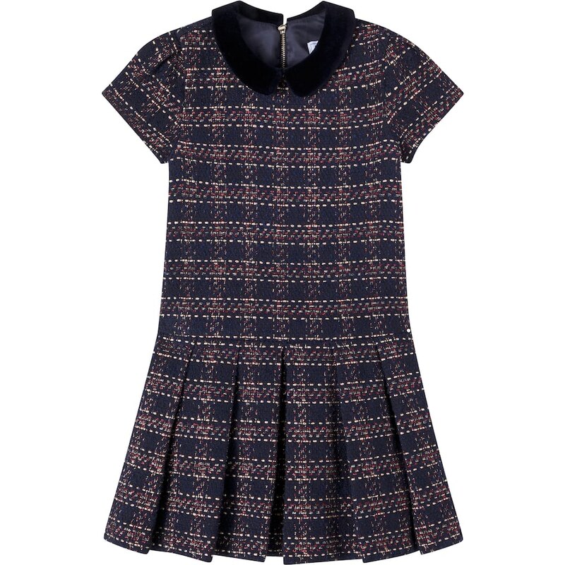 Tartine et Chocolat Velvet-trimmed tweed dress