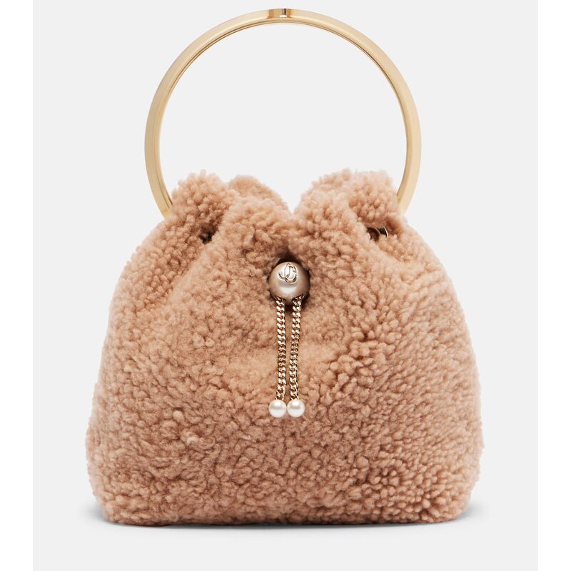 Jimmy Choo Bon Bon Small shearling bucket bag