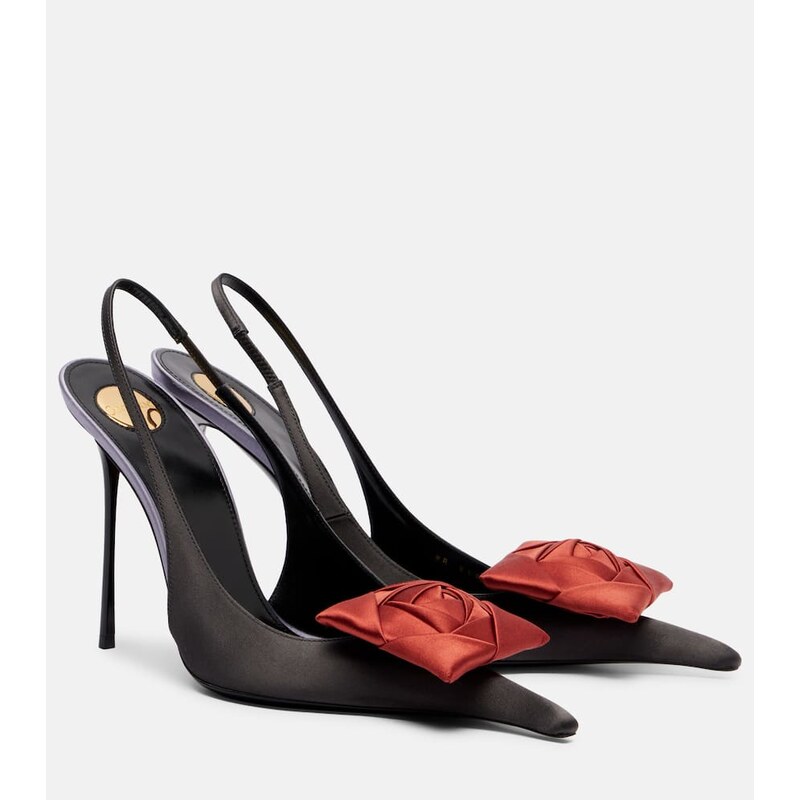 Saint Laurent Amalia 110 crÃªpe satin slingback pumps