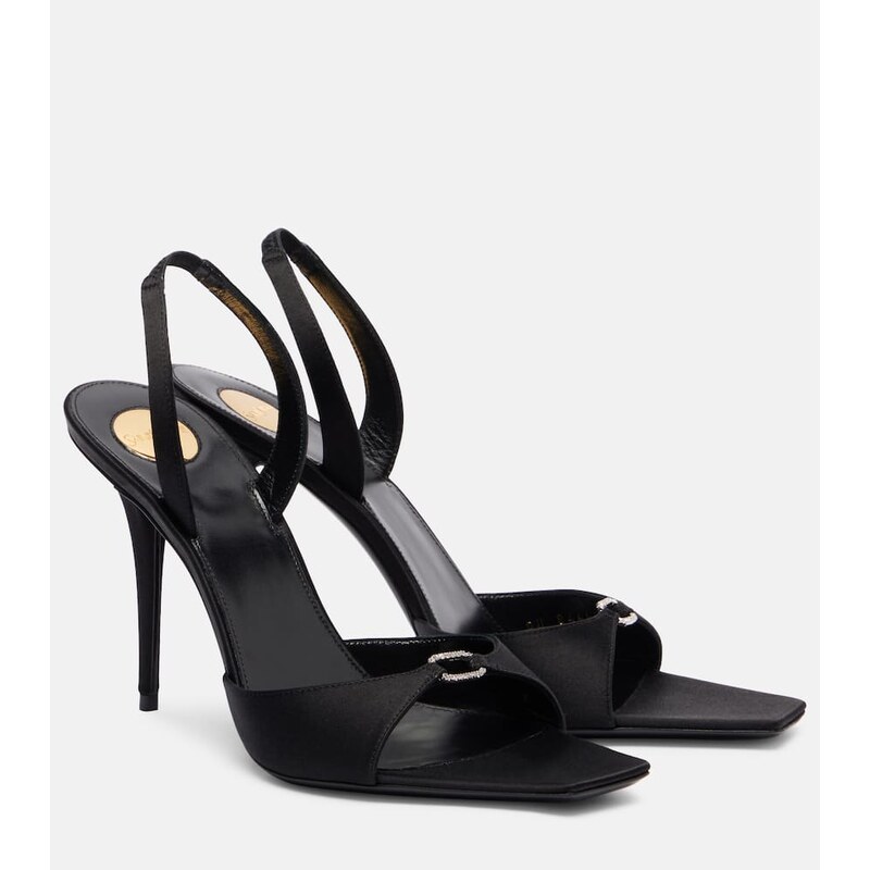 Saint Laurent Daisy 95 embellished crÃªpe satin sandals