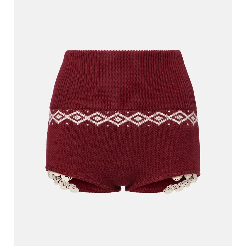 Magda Butrym Lace-trimmed wool jacquard shorts