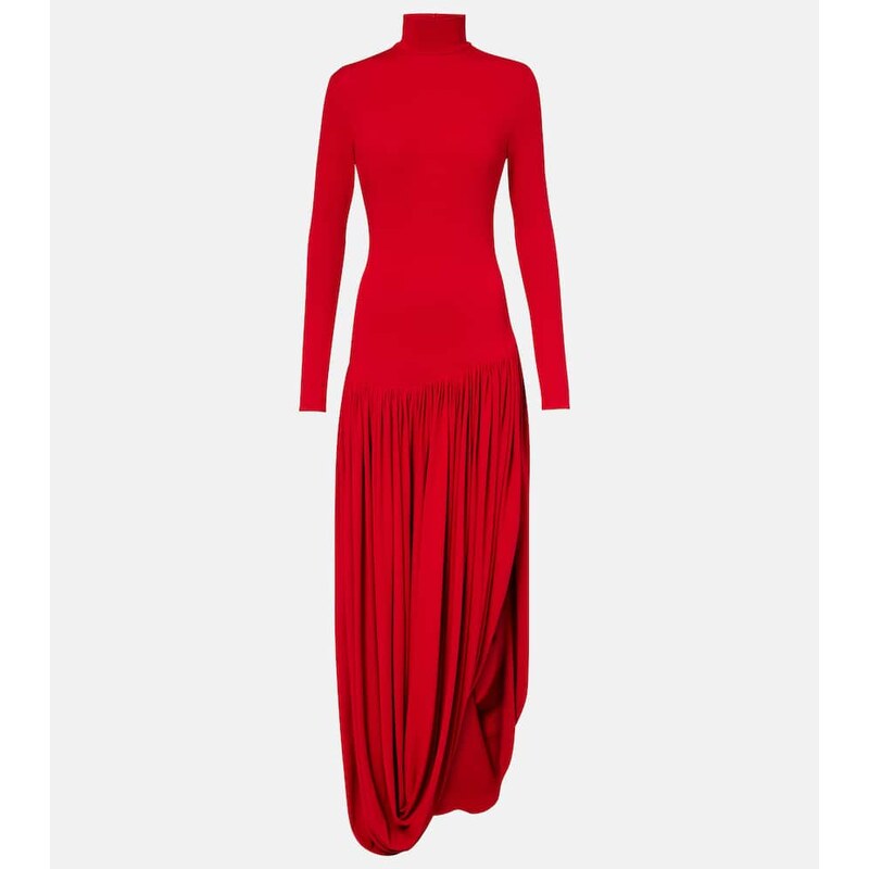 Magda Butrym Asymmetric pleated turtleneck maxi dress