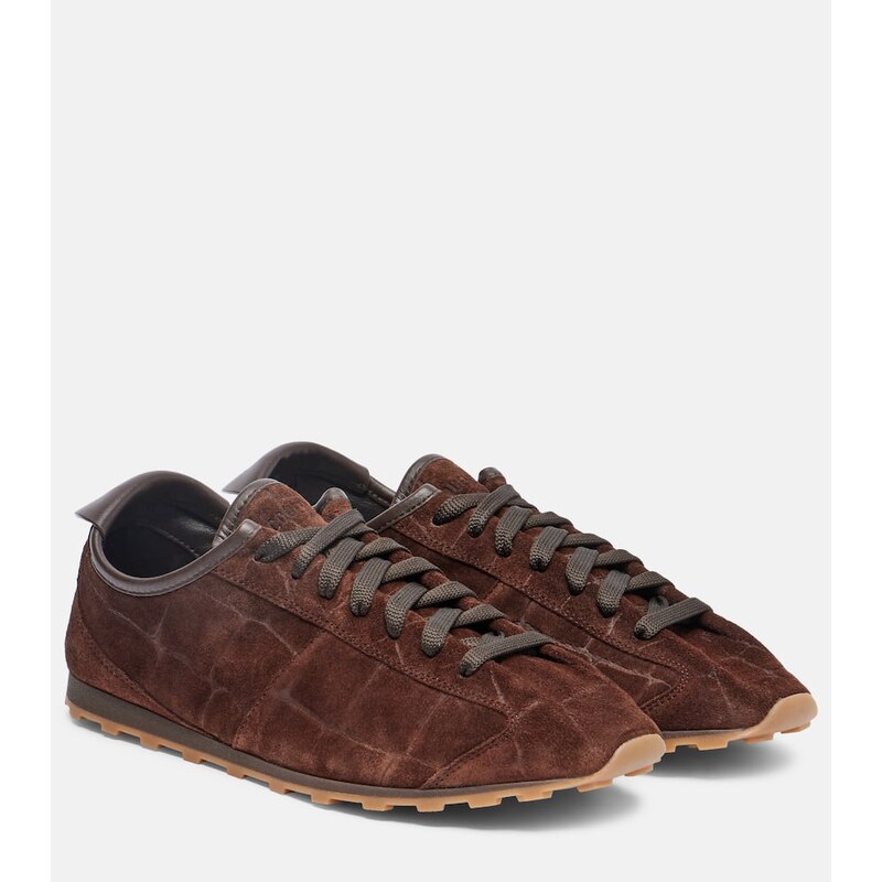 Jacquemus Tennis croc-effect suede sneakers