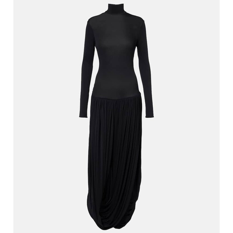 Magda Butrym Asymmetric pleated turtleneck maxi dress