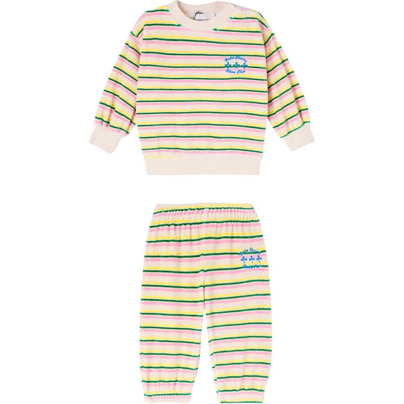 Bobo Choses Baby striped velvet sweatshirt and sweatpants set